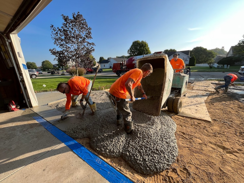 The Kent Home Services team starts laying concrete at 8am